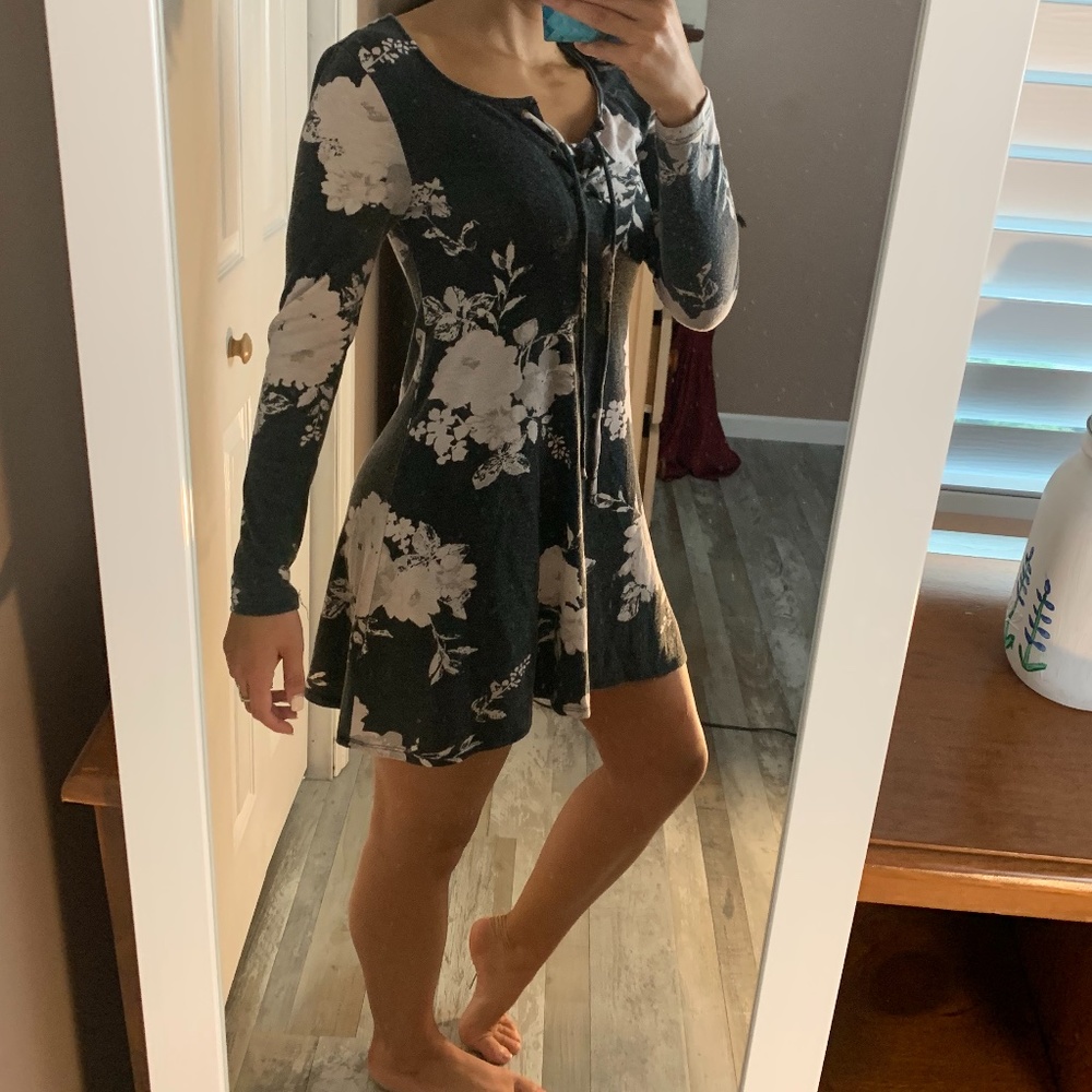 Vintage Grey Floral Dress